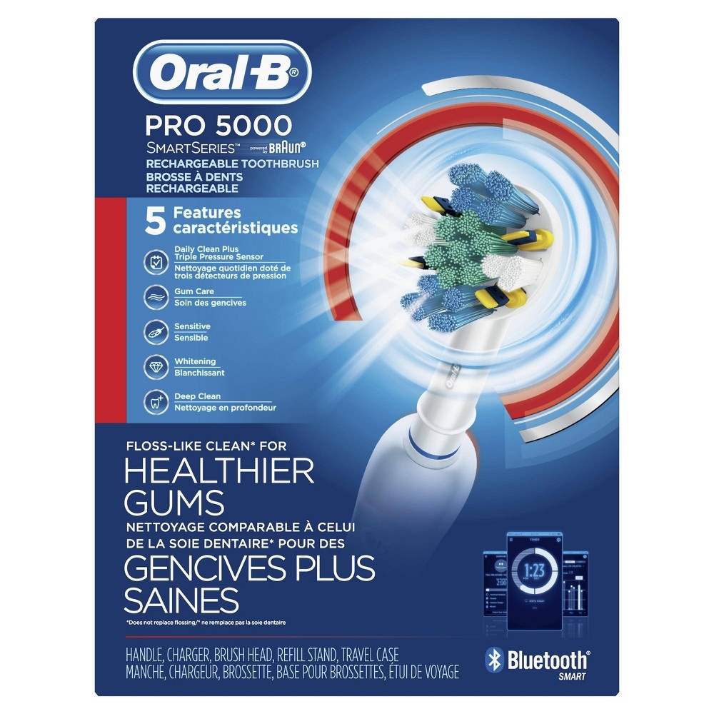 slide 2 of 5, Oral-B 5000 SmartSeries Electric Toothbrush White Powered by Braun, 1 ct