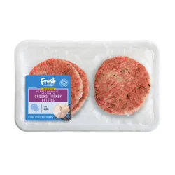 FRESH FROM MEIJER Pepper Garlic Seasoned Ground Turkey Patties, 4 Count, 1.33 LB