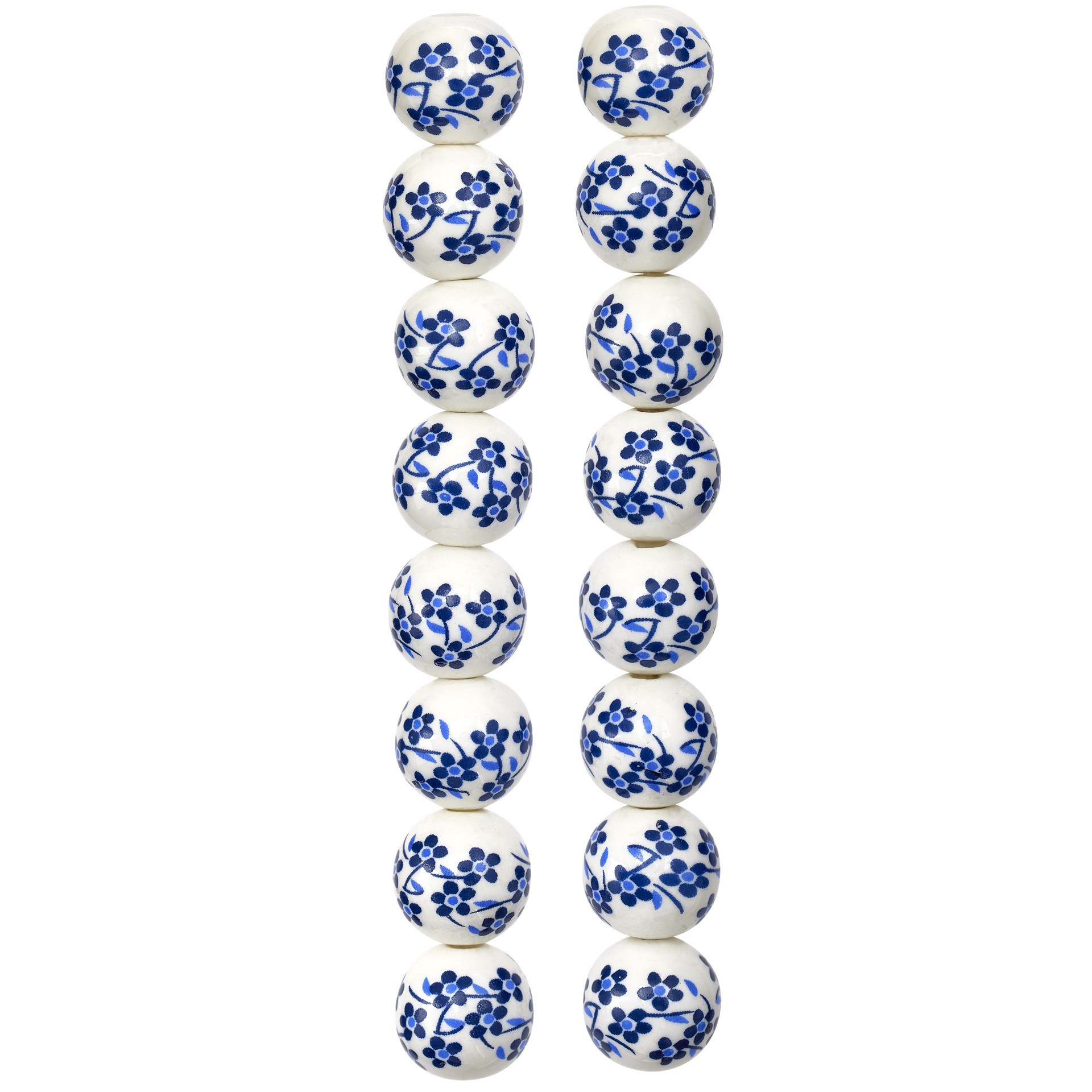 slide 2 of 3, White & Sapphire Ceramic Round Beads, 12mm By Bead Landing, 12mm