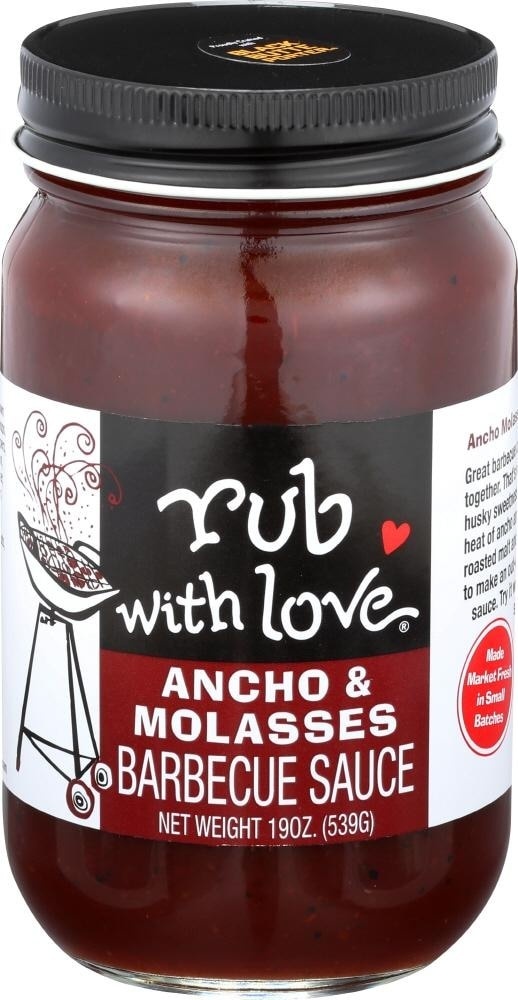 slide 1 of 1, Rub with Love Barbecue Sauce, Ancho & Molasses, 19 oz