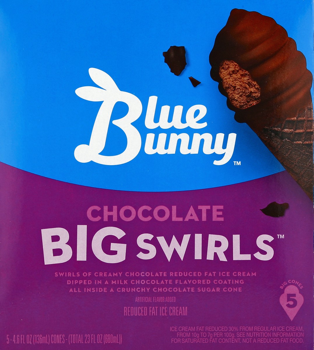 slide 4 of 4, Blue Bunny Big Swirls Chocolate Cones, 5 ct; 4.6 fl oz