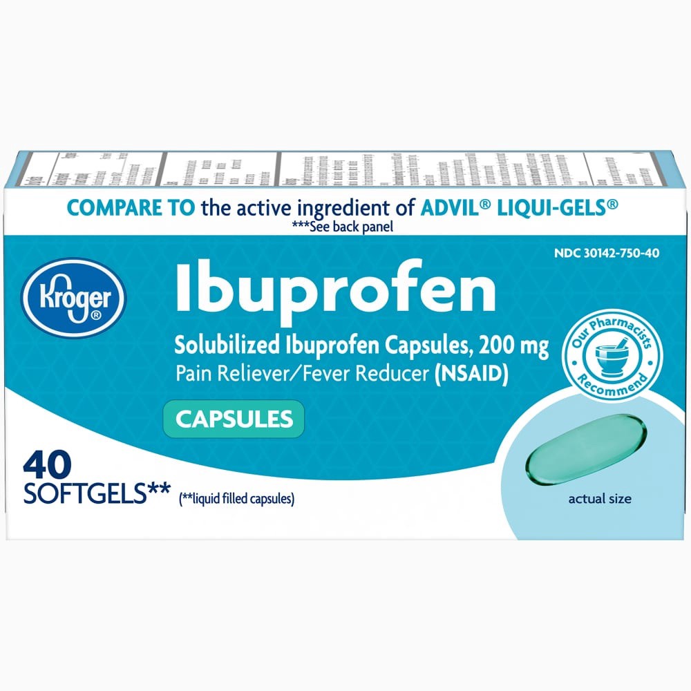 slide 1 of 1, Kroger Ibuprofen, 40 ct; 200 mg