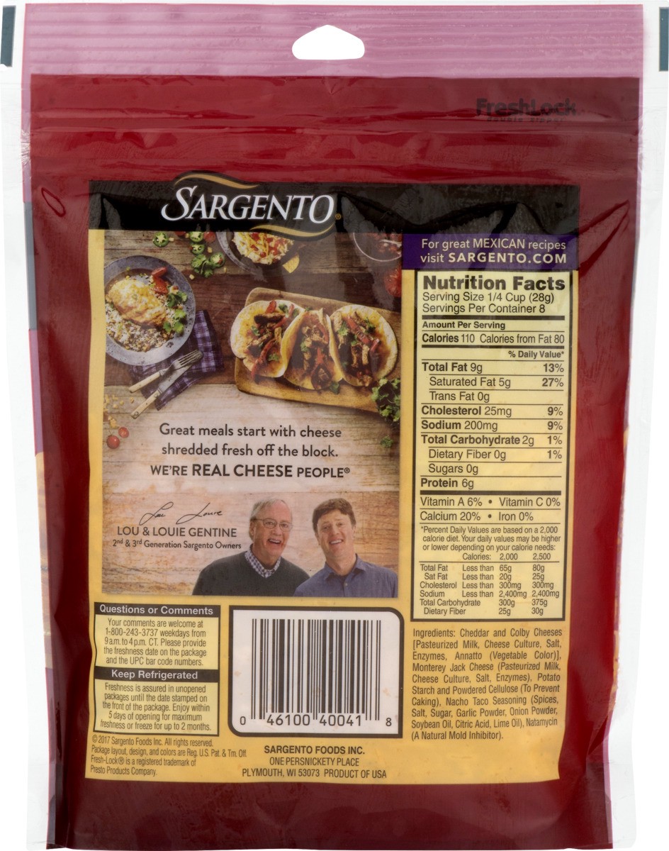 slide 9 of 9, Sargento Shredded Nacho & Taco Natural Cheese with Authentic Seasonings, 8 oz., 8 oz