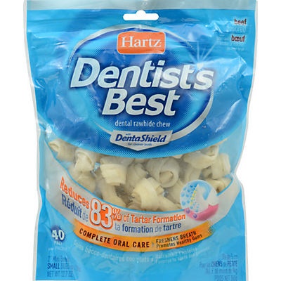 slide 1 of 1, Hartz Dentists Best Denta Sheild Beef Flavored Rawhide Chew, 40 ct