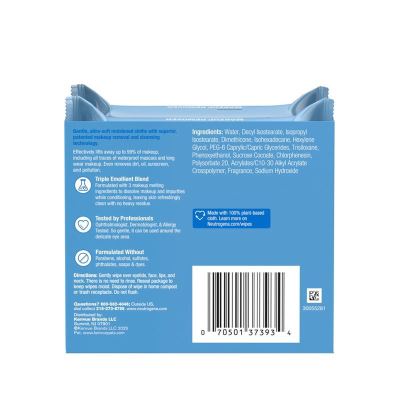 slide 2 of 11, Neutrogena Makeup Remover Wipes - Ultra Soft Micellar Facial Cleansing - 50ct, 50 ct