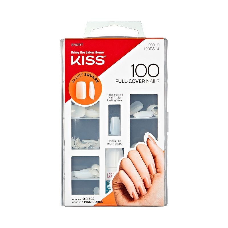 slide 2 of 5, Kiss Nails Full Cover Fake Nails - Short Square - 100ct, 100 ct