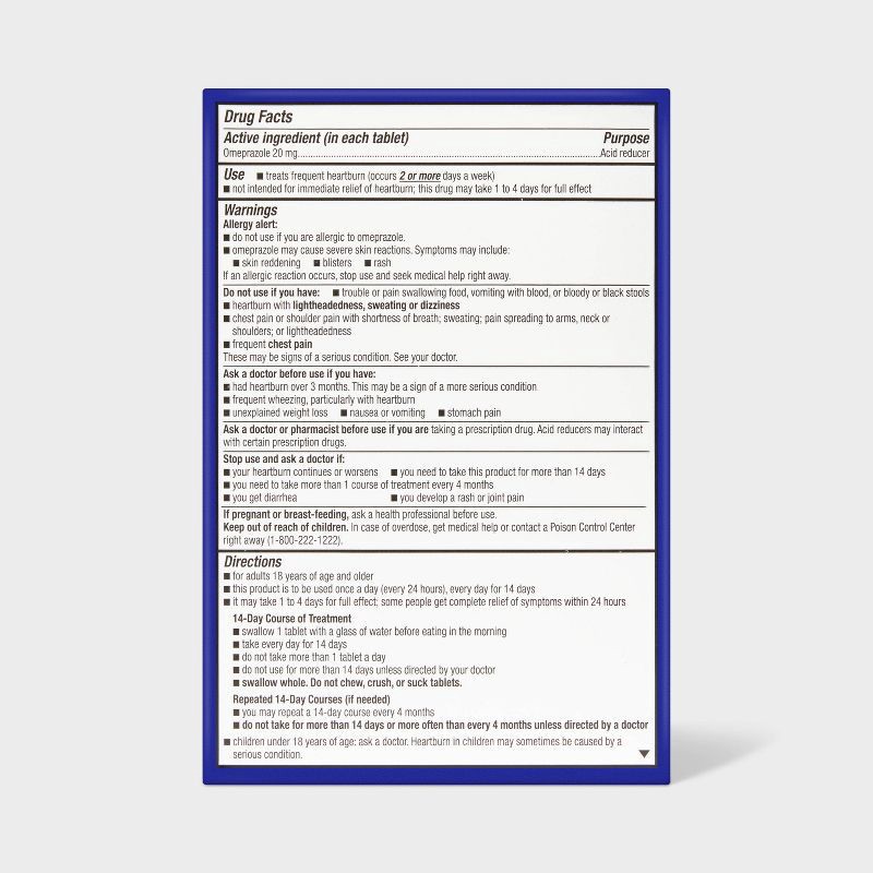 slide 3 of 5, Omeprazole 20mg Acid Reducer Delayed Release Tablets - Wildberry Mint Flavor - 42ct - up&up™, 42 ct; 20 mg