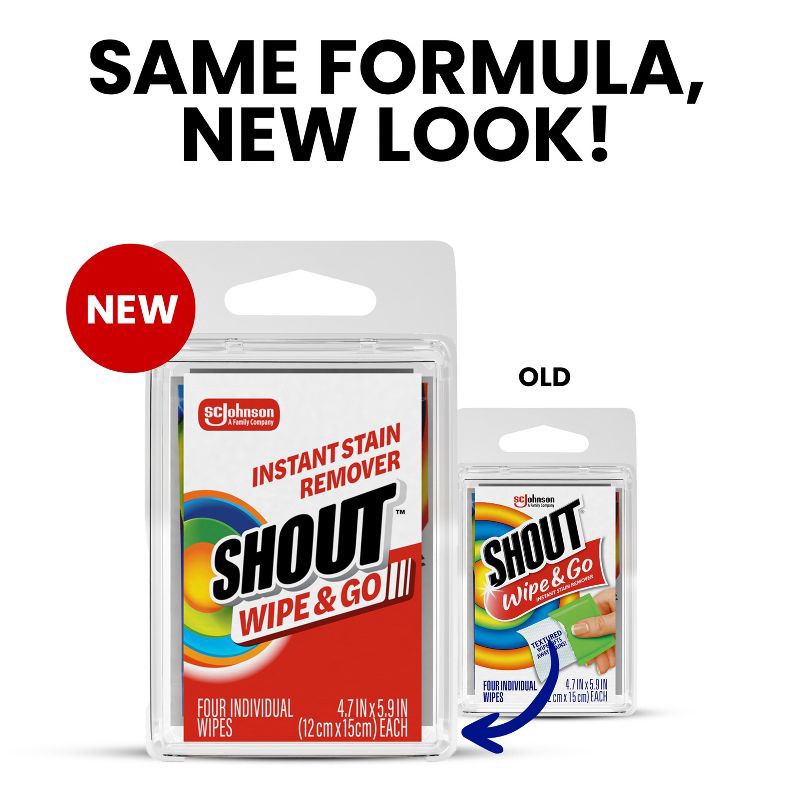 slide 2 of 14, Shout Wipe & Go Travel Wipes for Fabric Instant Stain Remover - 4ct, 4 ct