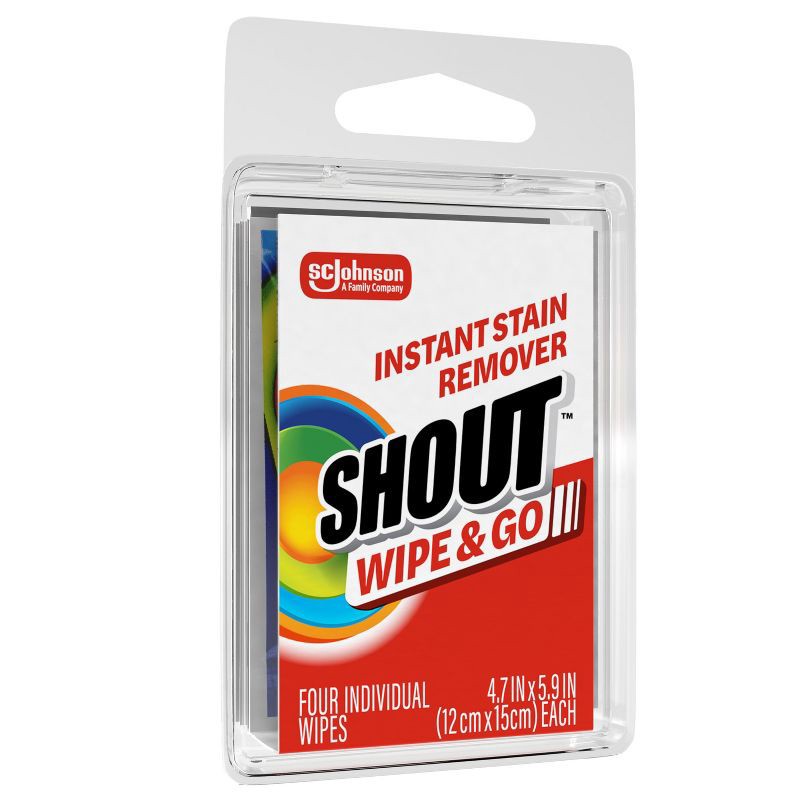 slide 14 of 14, Shout Wipe & Go Travel Wipes for Fabric Instant Stain Remover - 4ct, 4 ct