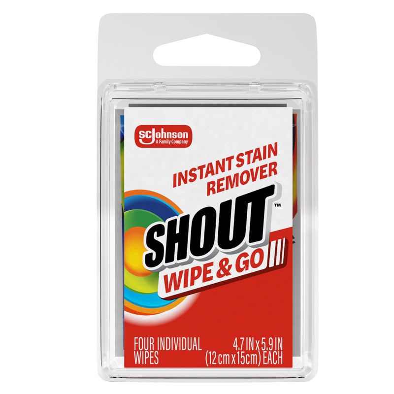 slide 4 of 14, Shout Wipe & Go Travel Wipes for Fabric Instant Stain Remover - 4ct, 4 ct
