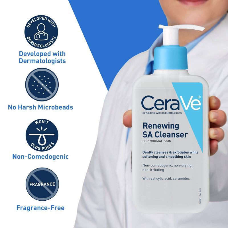 slide 4 of 11, CeraVe SA Face Wash Salicylic Acid Cleanser with Hyaluronic Acid and Niacinamide - 8 fl oz, 8 fl oz