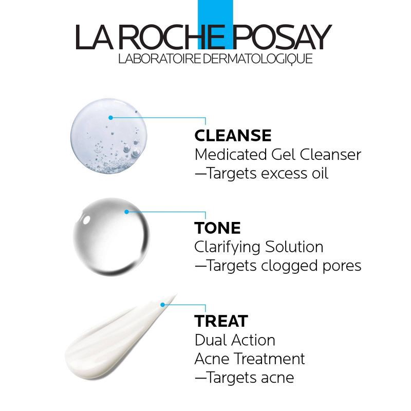 slide 4 of 8, La Roche Posay Effaclar Dermatological Acne Treatment 3-Step System Kit with Medicated Gel Cleanser - 7.5 fl oz, 7.5 fl oz