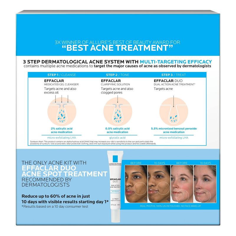 slide 5 of 8, La Roche Posay Effaclar Dermatological Acne Treatment 3-Step System Kit with Medicated Gel Cleanser - 7.5 fl oz, 7.5 fl oz