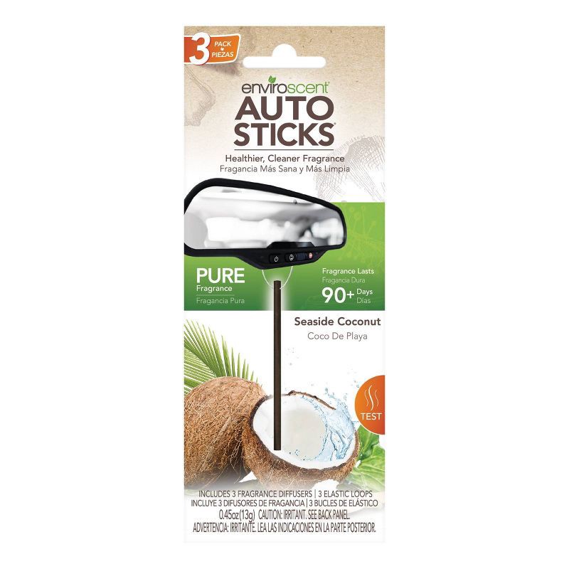 slide 1 of 4, AutoSticks Enviroscent 3pc Car Air Freshener Seaside Coconut, 3 ct