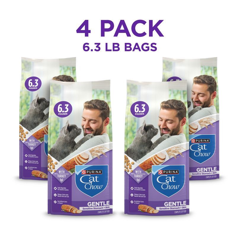 slide 3 of 16, Purina Cat Chow Sensitive Skin and Stomach Turkey Flavor Dry Cat Food - 6.3 lbs, 6.3 lb