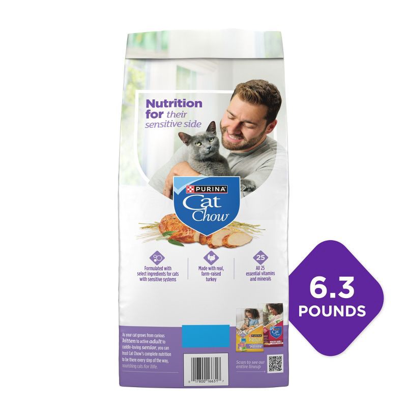slide 12 of 16, Purina Cat Chow Sensitive Skin and Stomach Turkey Flavor Dry Cat Food - 6.3 lbs, 6.3 lb