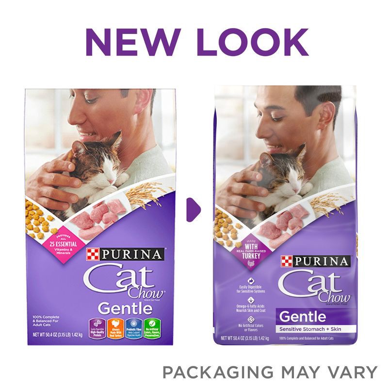 slide 14 of 16, Purina Cat Chow Sensitive Skin and Stomach Turkey Flavor Dry Cat Food - 6.3 lbs, 6.3 lb