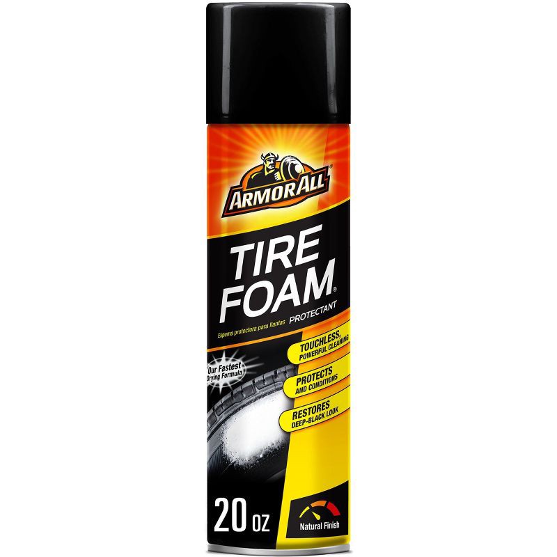 slide 1 of 9, Armor All 20oz Tire Foam Automotive Wheel Cleaner: Unscented Car Cleaning Supplies, No Water Needed, Prevents Fading, 20 oz