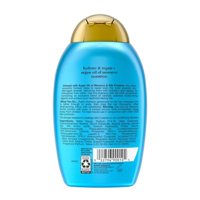 slide 8 of 10, OGX Hydrate & Repair + Argan Oil of Morocco Extra Strength Shampoo for Dry, Damaged Hair - 13 fl oz, 13 fl oz