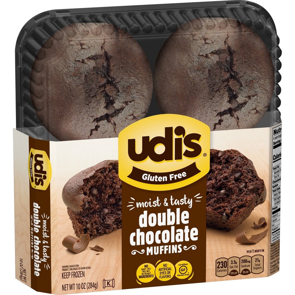 slide 2 of 3, Udi's Gluten Free Double Chocolate Frozen Muffins - 10oz/4ct, 4 ct; 10 oz