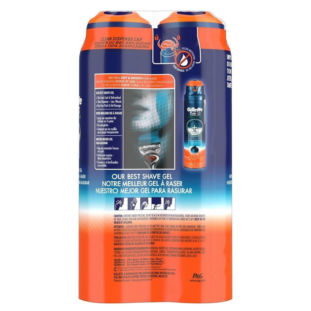 slide 3 of 3, Gillette Fusion ProGlide Sensitive Men's Ocean Breeze Shave Gel Twin Pack, 12 oz