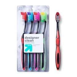 Designer Clean Toothbrush - 4ct - Medium - up & up