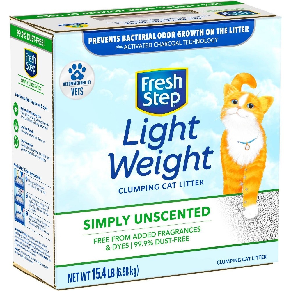 slide 3 of 8, Fresh Step Lightweight Multi-Cat Unscented Clumping Cat Litter, 15.4 lb