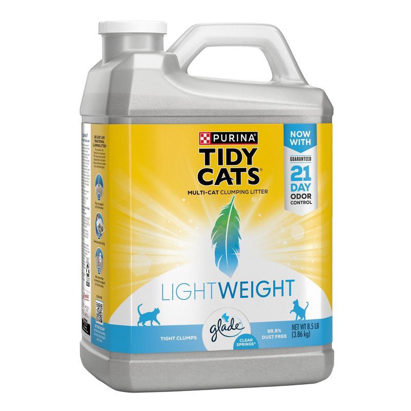 slide 4 of 8, Purina Tidy Cats Lightweight Low Dust Clumping Scoop Cat & Kitty Litter with Glade Tough Odor Solutions for Multiple Cats - 8.5lbs, 8.5 lb