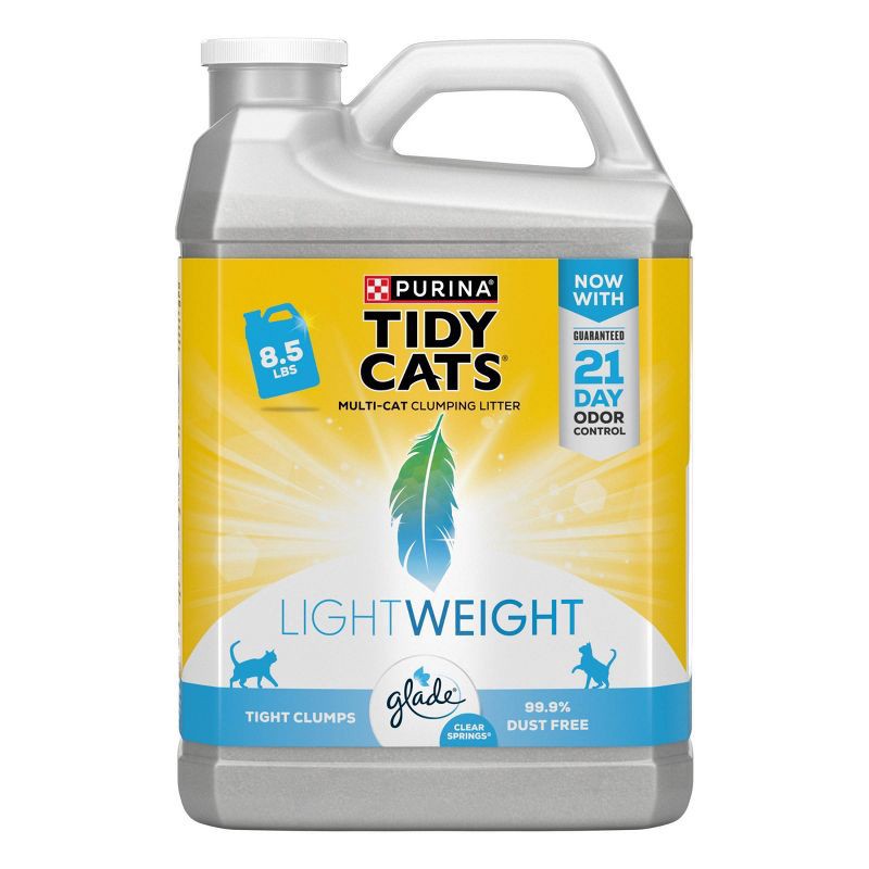 slide 1 of 8, Purina Tidy Cats Lightweight Low Dust Clumping Scoop Cat & Kitty Litter with Glade Tough Odor Solutions for Multiple Cats - 8.5lbs, 8.5 lb