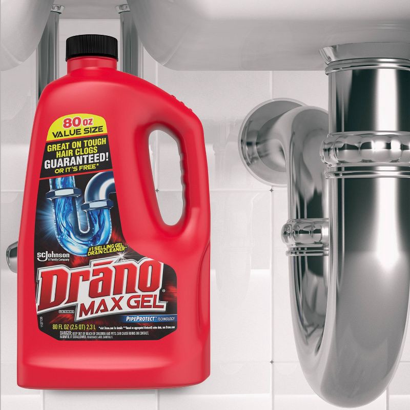 slide 2 of 10, Drano Max Gel Drain Cleaner and Clog Remover - 80 fl oz/2ct, 80 fl oz, 2 ct