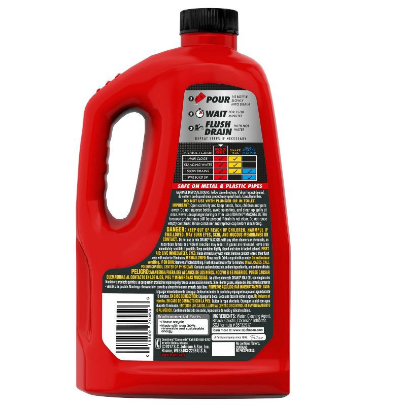 slide 8 of 10, Drano Max Gel Drain Cleaner and Clog Remover - 80 fl oz/2ct, 80 fl oz, 2 ct