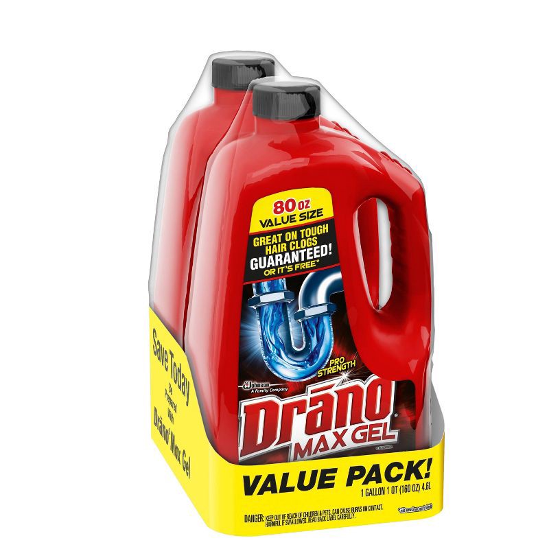 slide 14 of 14, Drano Max Gel Clog Remover - 160 fl oz/2ct, 160 fl oz, 2 ct