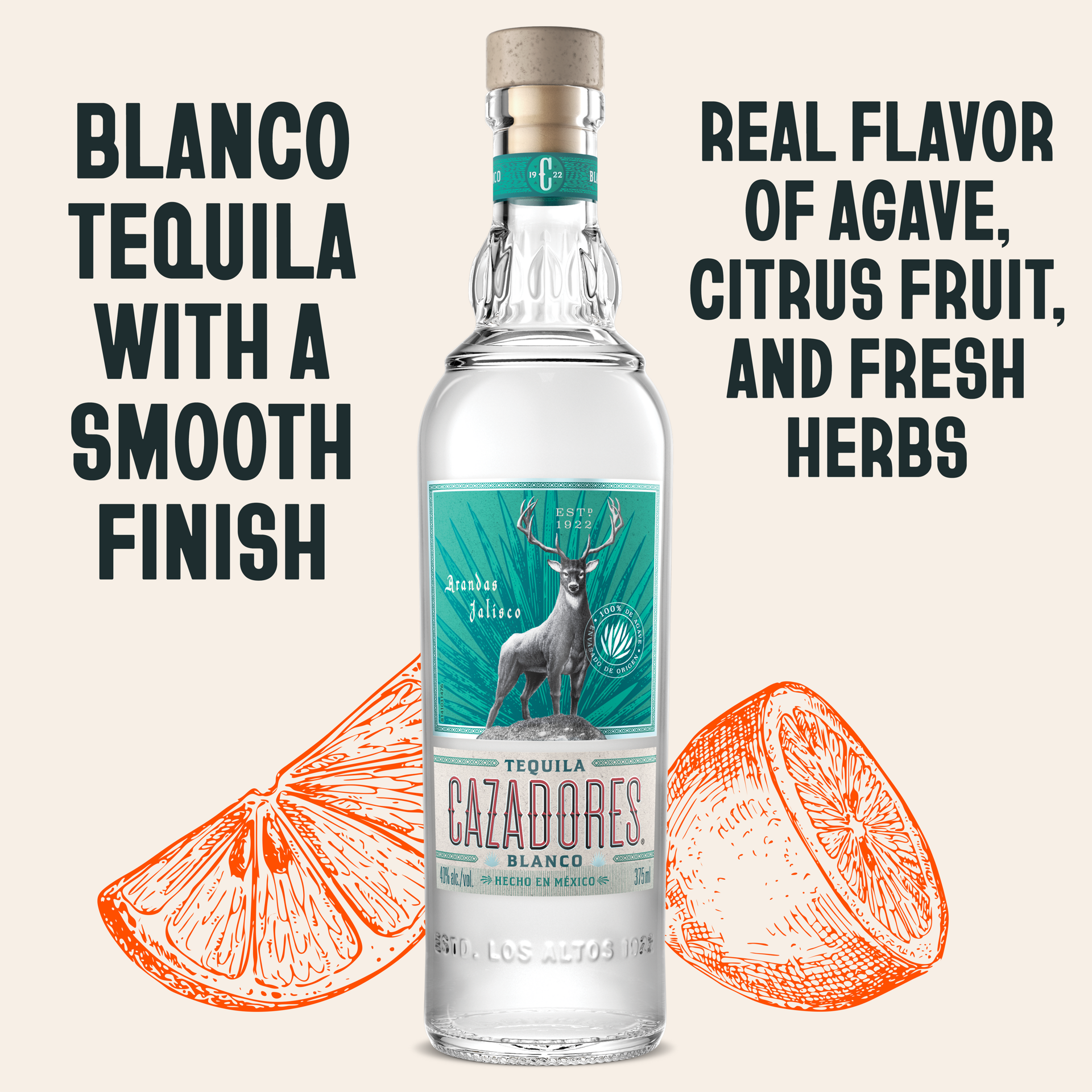 slide 2 of 5, Cazadores Tequila Cazadores Blanco 40% 37.5Cl/375Ml, 375 ml