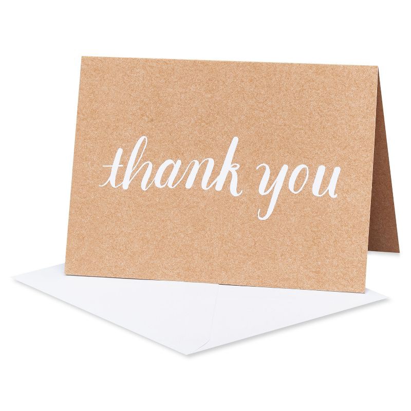 slide 2 of 6, 24ct Thank You Cards with Envelopes Kraft - Spritz™, 24 ct
