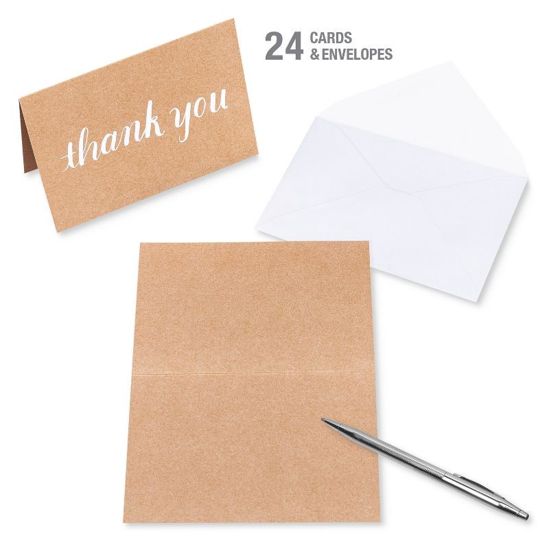 slide 3 of 6, 24ct Thank You Cards with Envelopes Kraft - Spritz™, 24 ct