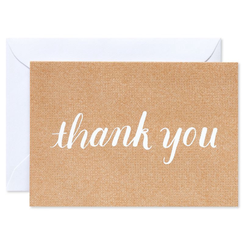 slide 1 of 6, 24ct Thank You Cards with Envelopes Kraft - Spritz™, 24 ct