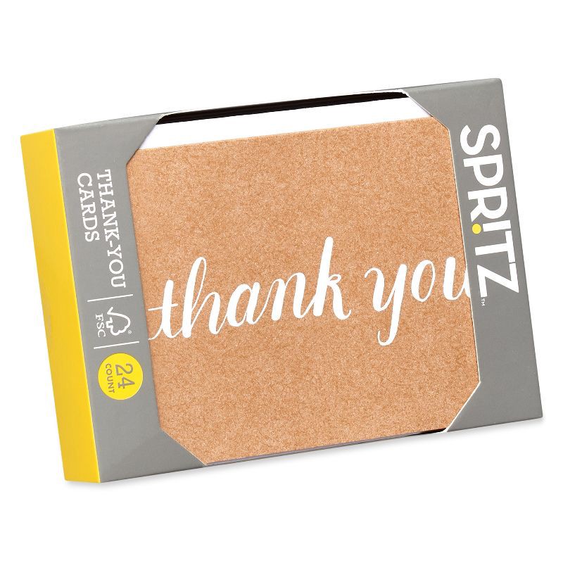 slide 6 of 6, 24ct Thank You Cards with Envelopes Kraft - Spritz™, 24 ct
