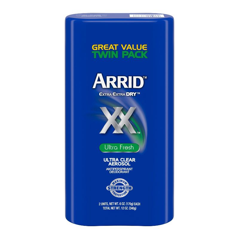 slide 1 of 9, Arrid XX Extra Extra Dry Ultra Clear Aerosol Antiperspirant & Deodorant Ultra Fresh Twin Pack - 6oz/2pk, 2 ct; 6 oz