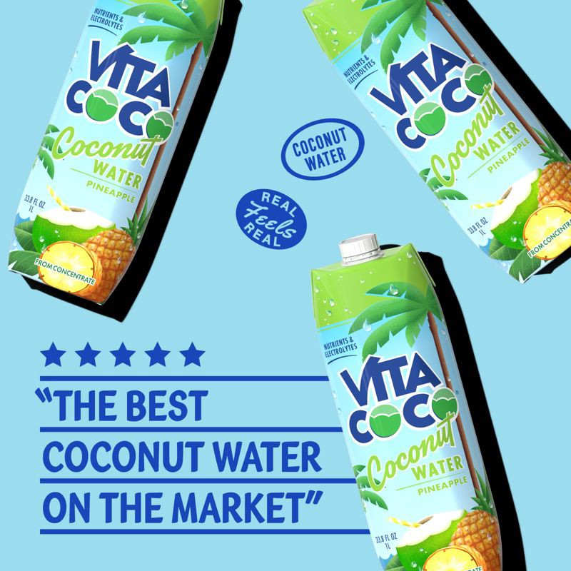 slide 8 of 8, Vita Coco Pineapple Coconut Water - 1 L (33.8 fl oz)Carton, 1 liter