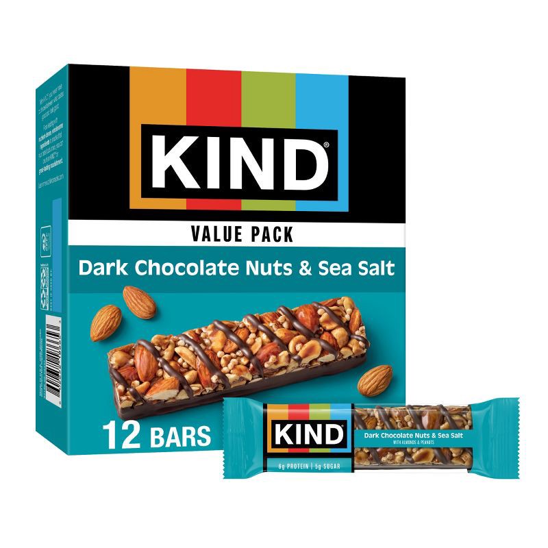 slide 1 of 7, KIND Bars Dark Chocolate Nuts & Sea Salt Gluten Free Snacks - 16.8oz/12ct, 16.8 oz, 12 ct