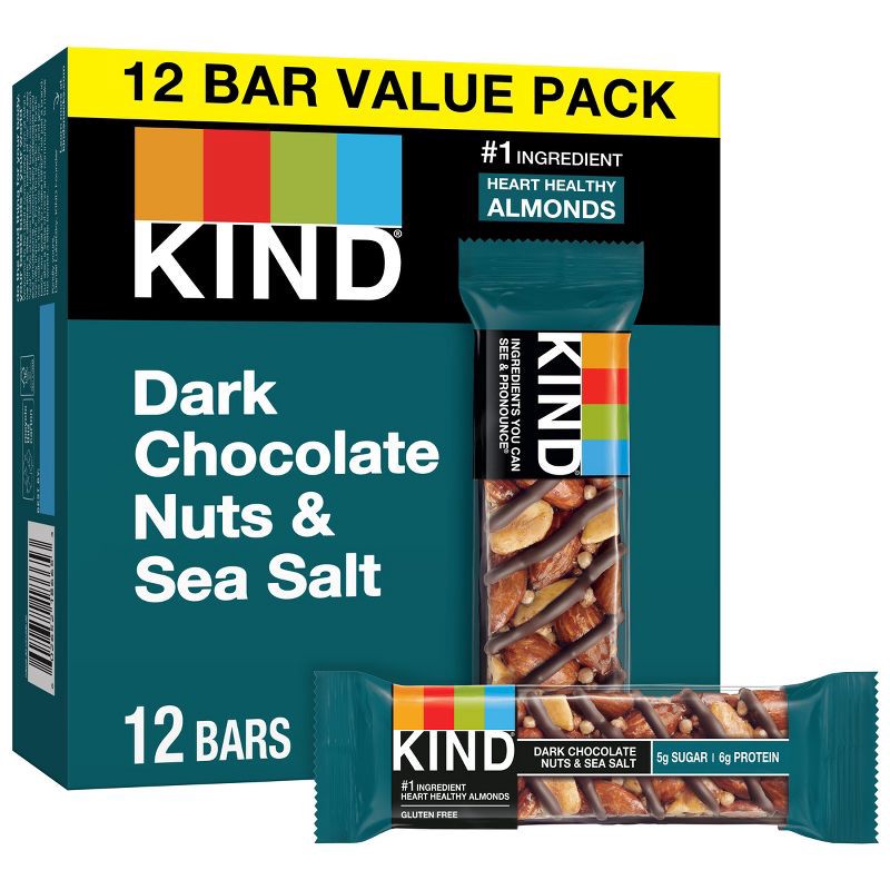 slide 1 of 7, Kind Dark Chocolate Nuts & Sea Salt Nutrition Bars 12ct / 1.4oz, 12 ct, 1.4 oz