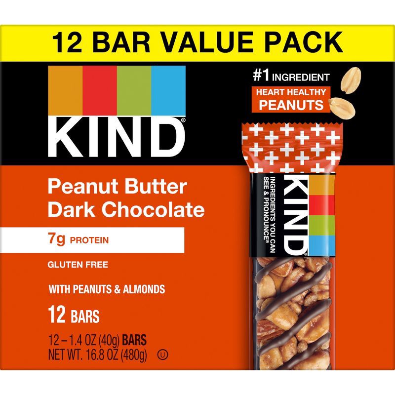 slide 2 of 6, KIND Protein Bars Peanut Butter Dark Chocolate + Protein Nutrition Snacks - 12ct, 12 ct