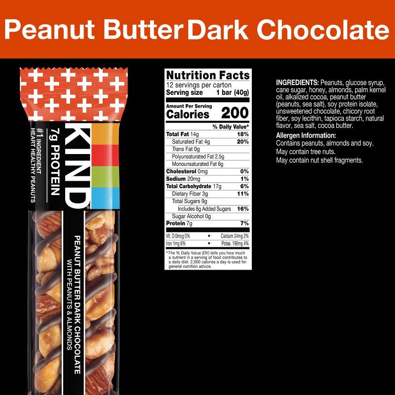 slide 4 of 6, KIND Protein Bars Peanut Butter Dark Chocolate + Protein Nutrition Snacks - 12ct, 12 ct