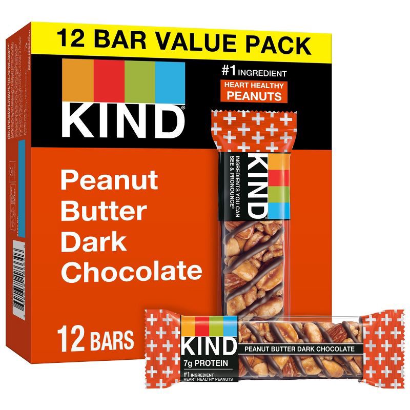 slide 1 of 6, KIND Peanut Butter Dark Chocolate + Protein Nutrition Bars - 12ct, 12 ct