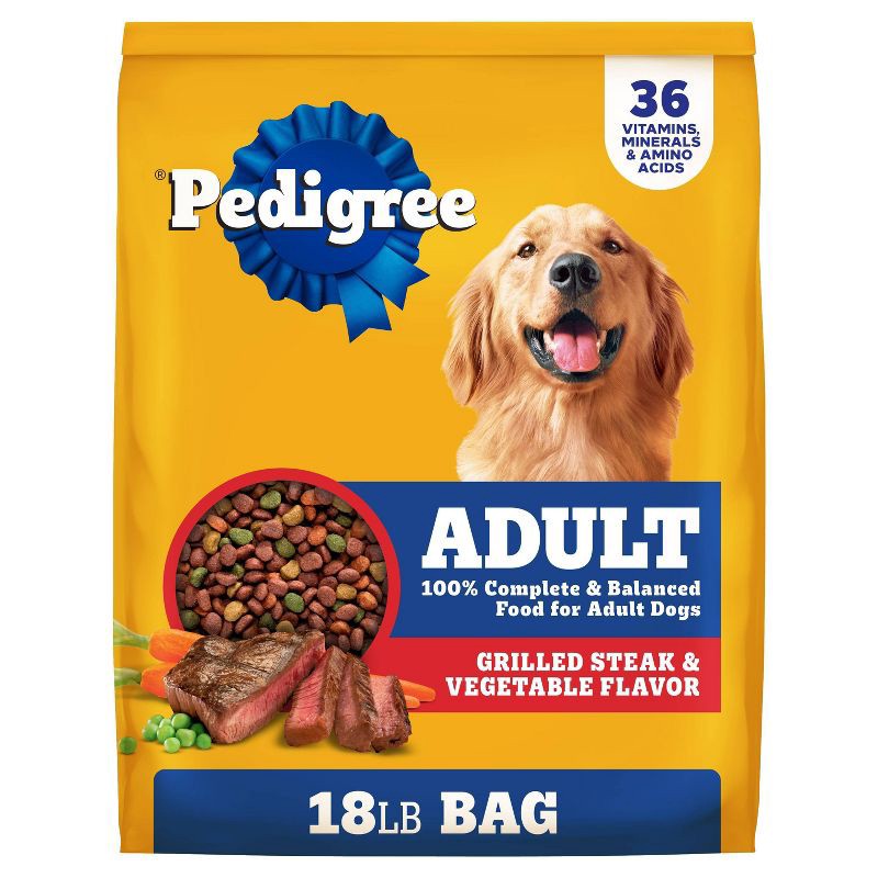 slide 1 of 14, Pedigree Grilled Steak and Vegetable Flavor Adult Dry Dog Food - 18lbs, 18 lb