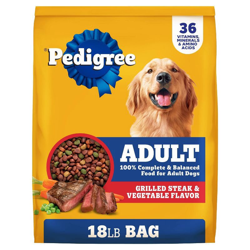 slide 1 of 14, Pedigree Grilled Steak and Vegetable Flavor Adult Dry Dog Food - 18lbs, 18 lb