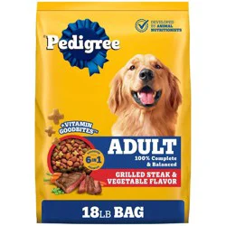 Pedigree Grilled Steak and Vegetable Flavor Adult Dry Dog Food - 18lbs