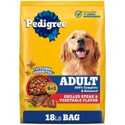 Pedigree Grilled Steak and Vegetable Flavor Adult Dry Dog Food - 18lbs