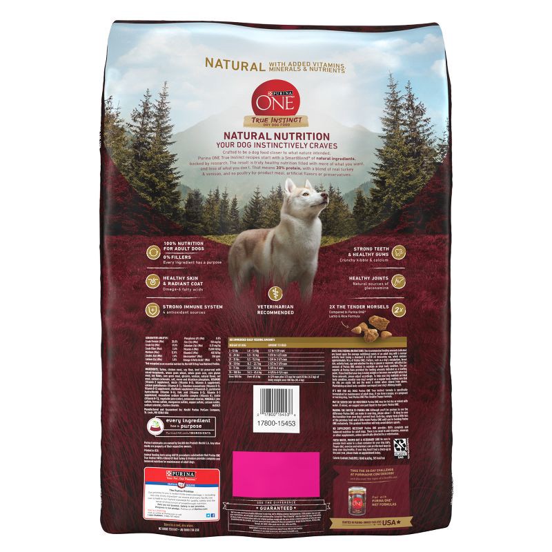 slide 3 of 7, Purina ONE SmartBlend True Instinct Natural Real Turkey & Venison Flavor Dry Dog Food - 27.5lbs, 27.5 lb