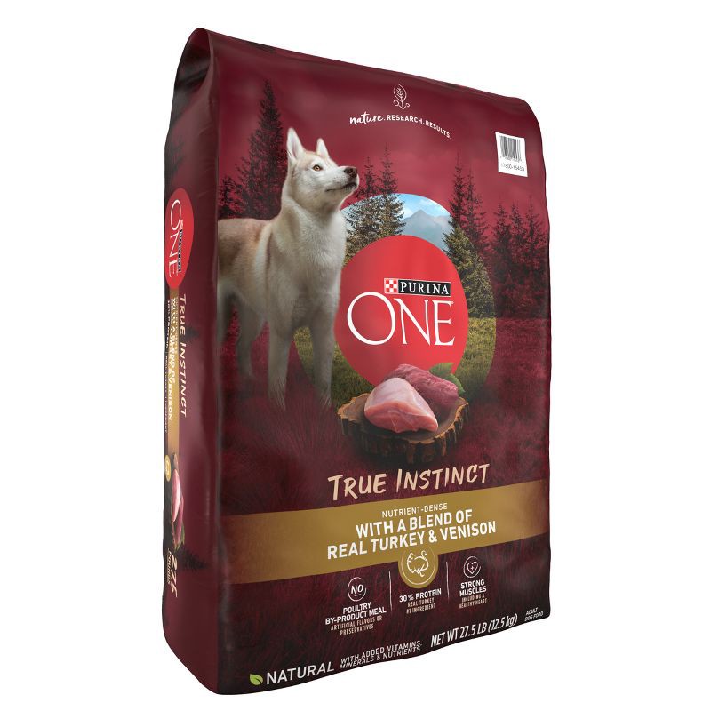 slide 4 of 7, Purina ONE SmartBlend True Instinct Natural Real Turkey & Venison Flavor Dry Dog Food - 27.5lbs, 27.5 lb